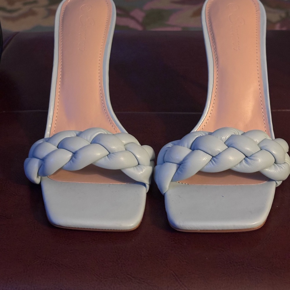 Elegant Blue Braided Women's Heels
